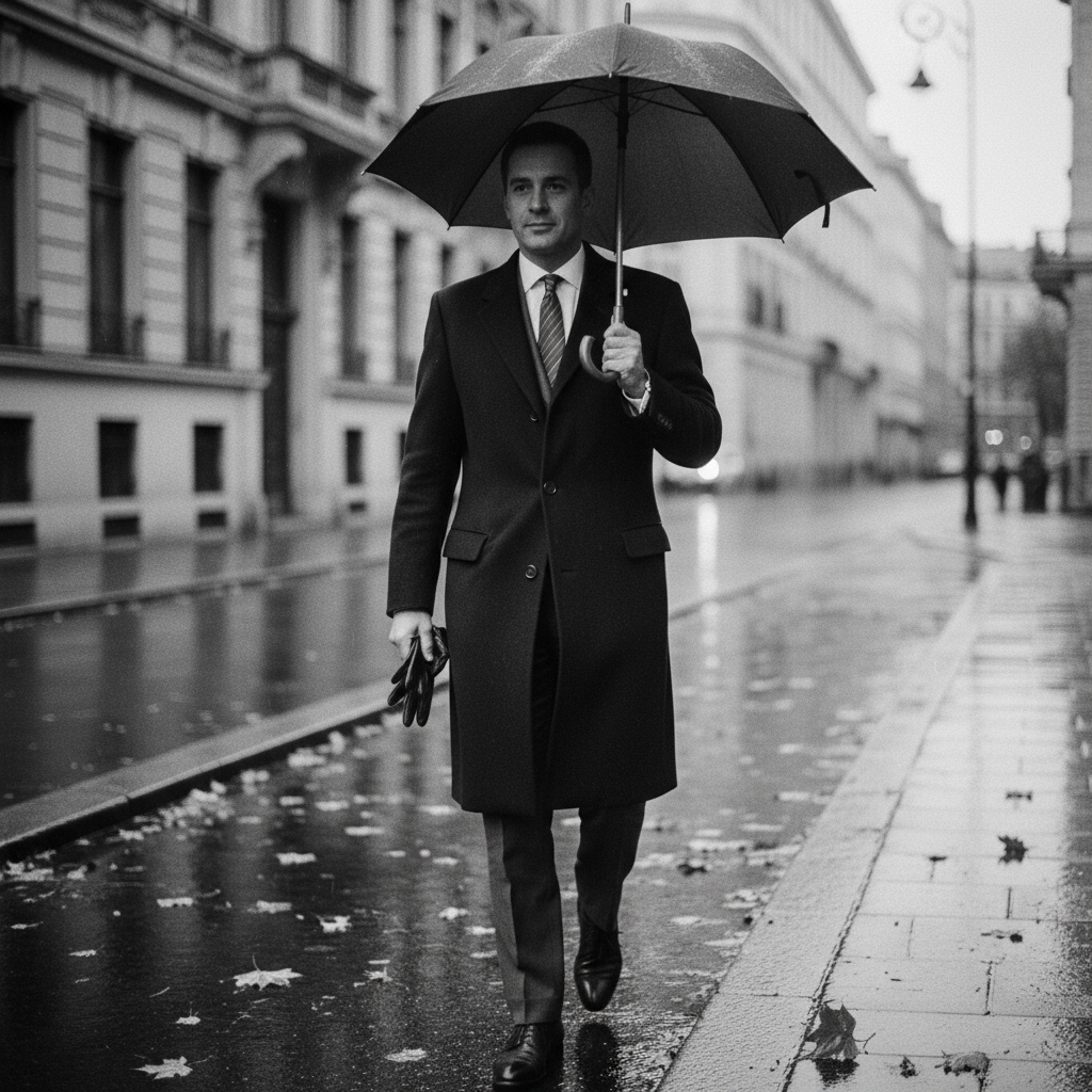 Elegancki mężczyzna w płaszczu – klasyka mody i etykieta w jednym