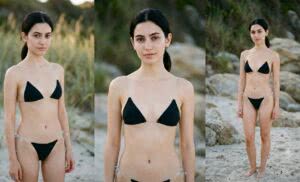 Klasyczny czarny bikini triangle top o bardzo skąpym kroju