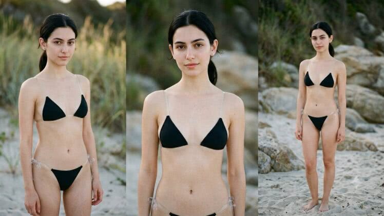 Klasyczny czarny bikini triangle top o bardzo skąpym kroju