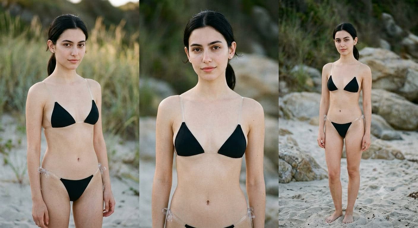 Klasyczny czarny bikini triangle top o bardzo skąpym kroju