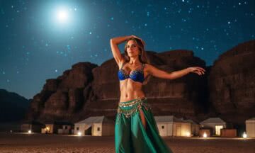 Zmysłowy taniec brzucha pod księżycem pustyni Wadi Rum – celebracja kobiecości w sercu Jordanii