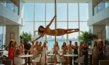 Zmysłowy taniec z elementami pole dance w ekskluzywnym klubie Dubaju – siła ciała w luksusowym otoczeniu
