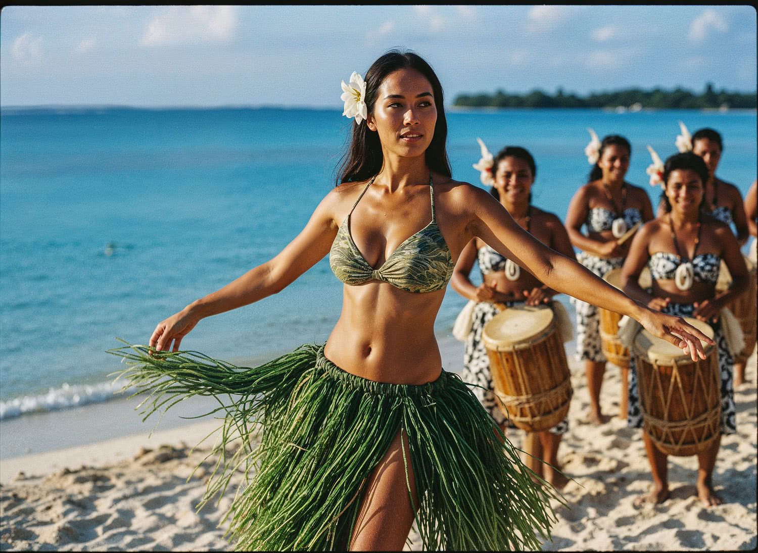 Odkryj zmysłową boginię Polinezji dzięki wieczornym warsztatom Ori Tahiti na Bora-Bora
